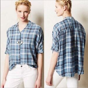 Holding Horses Halsey blue plaid top Size Small